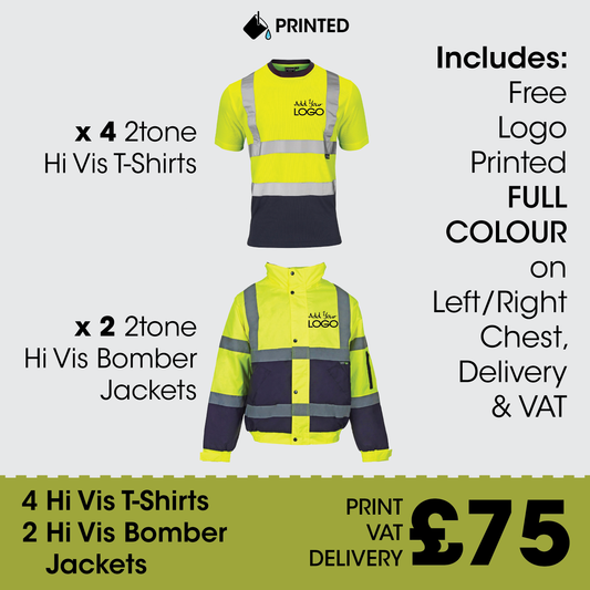 4+2 Hi Vis T-shirt & Bomber Jackets 2 Tone - FREE LOGO & DELIVERY
