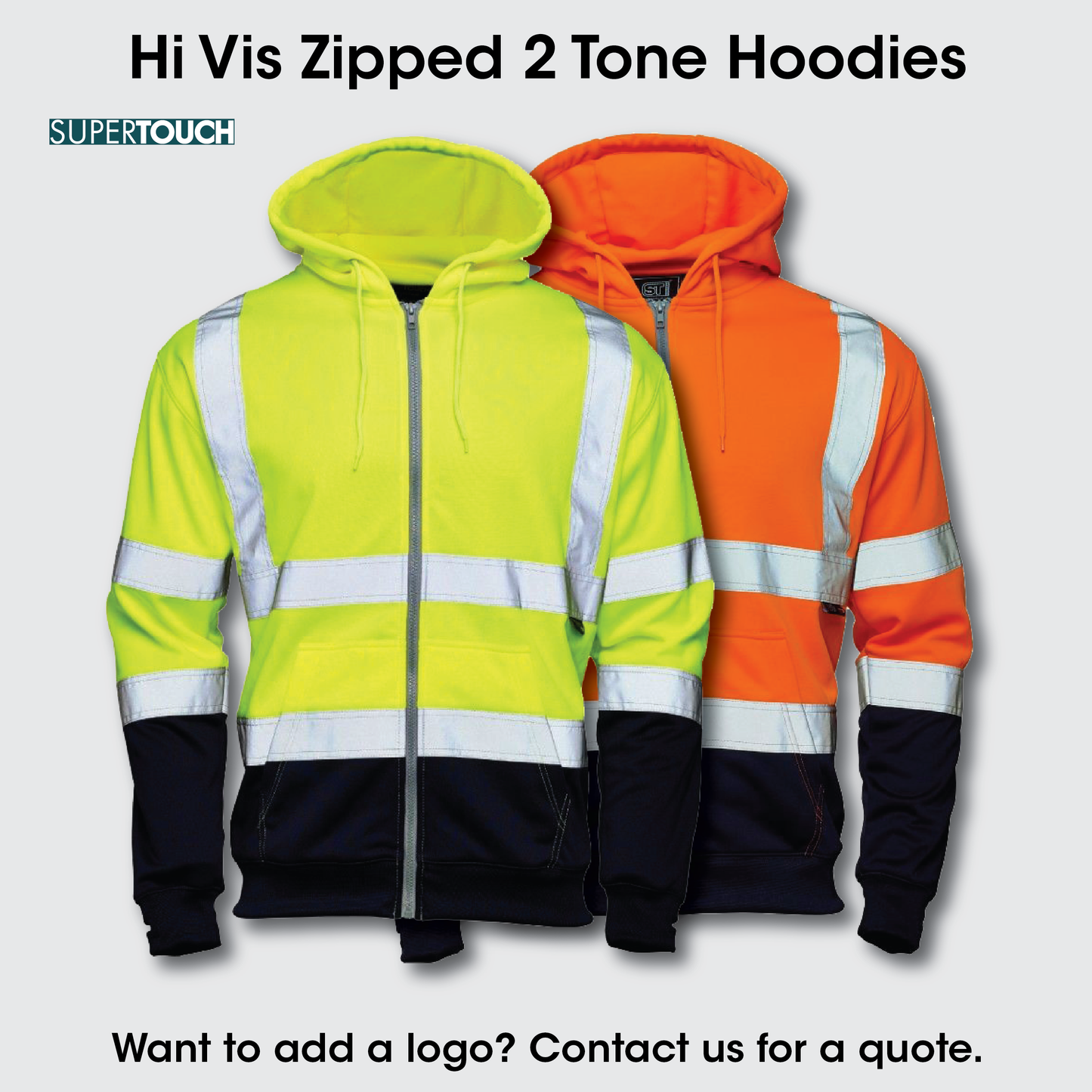 SUPERTOUCH HI VIS Zipped 2Tone Hoody