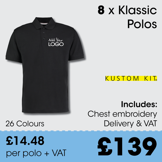 8 x kUSTOM kIT Polos + Free Logo & Delivery
