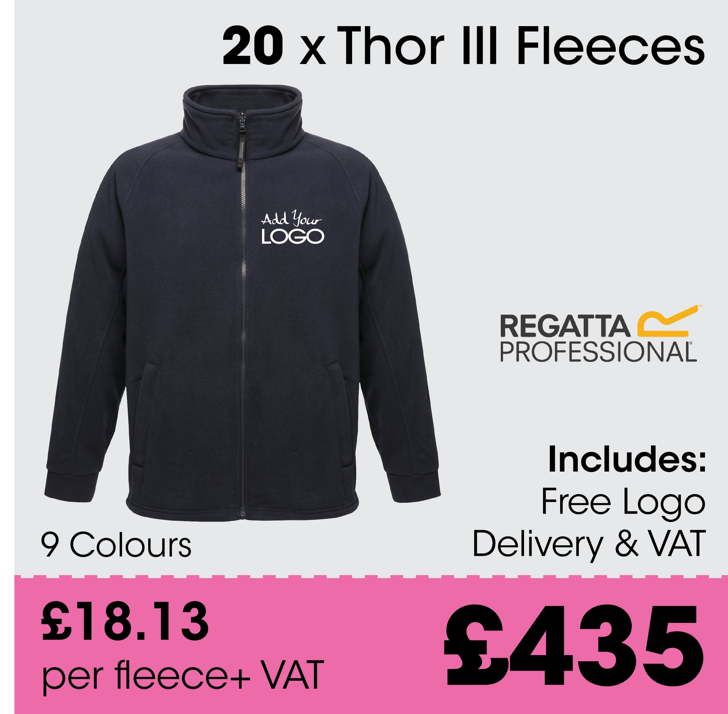 20 x Regatta Thor III Fleece - Incl. Logo + FREE Delivery