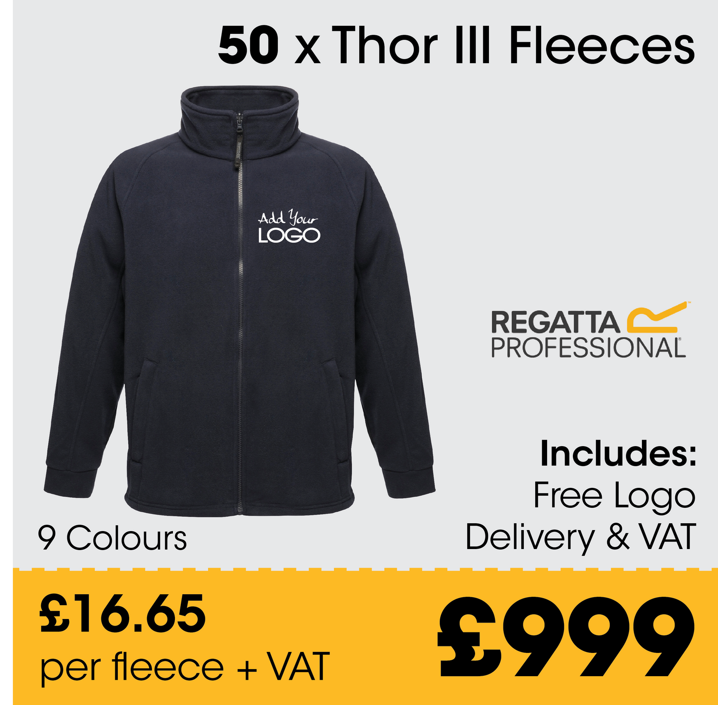 50 x Regatta Thor III Fleece - Incl. Logo + FREE Delivery