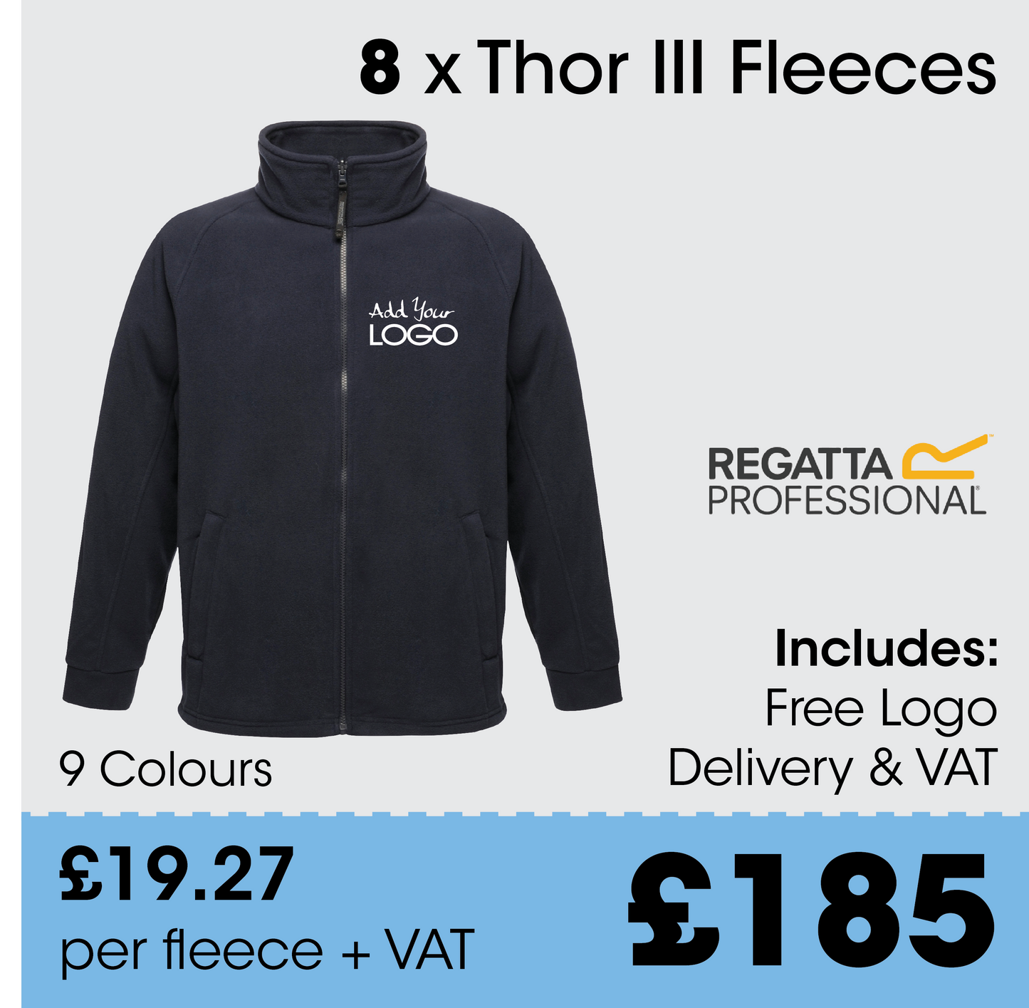 8 x Regatta Thor III Fleece - Incl. Logo + FREE Delivery