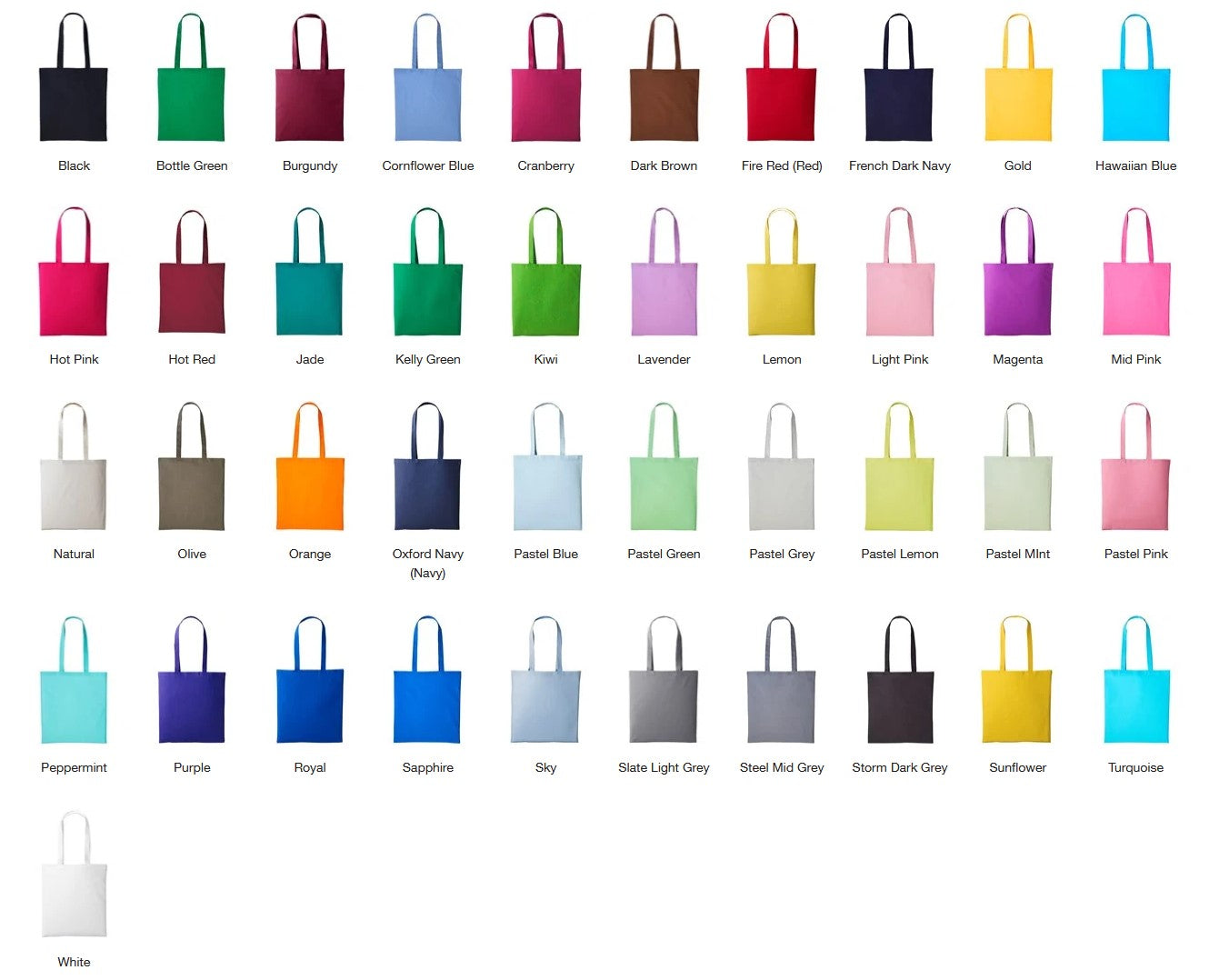 100 Coloured Cotton Shoppers including FULL colour print, VAT & DELIVERY