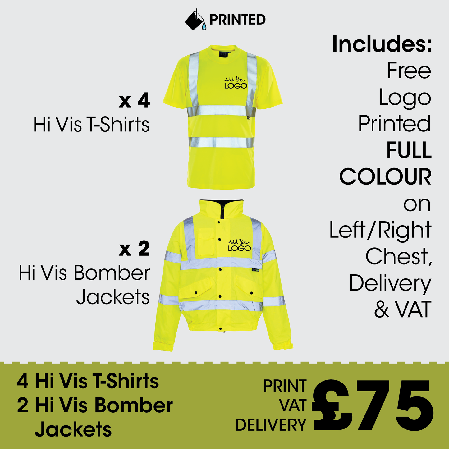 4+2 Hi Vis T-shirt and Bomber Jackets - FREE LOGO & DELIVERY
