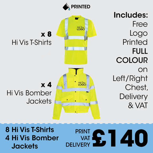 8+4 Hi Vis T-shirt and Bomber Jackets - FREE LOGO & DELIVERY