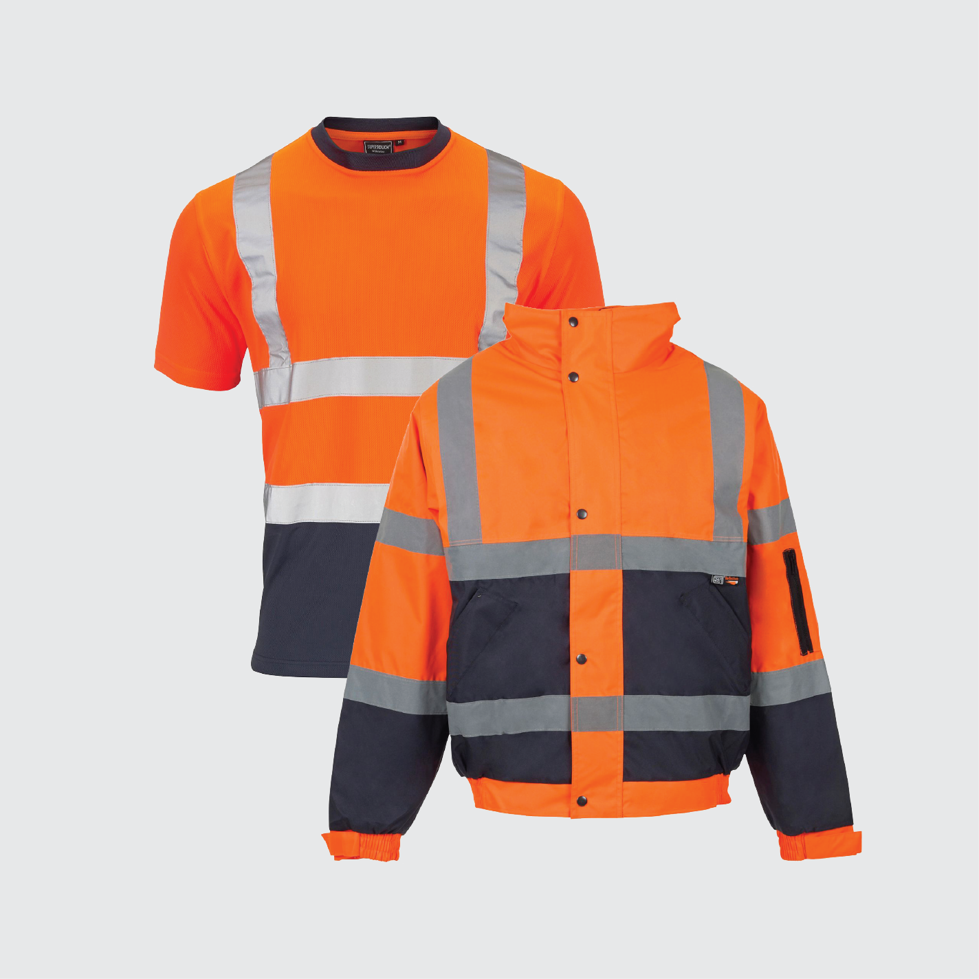 8+4 Hi Vis T-shirt & Bomber Jackets 2 Tone - FREE LOGO & DELIVERY