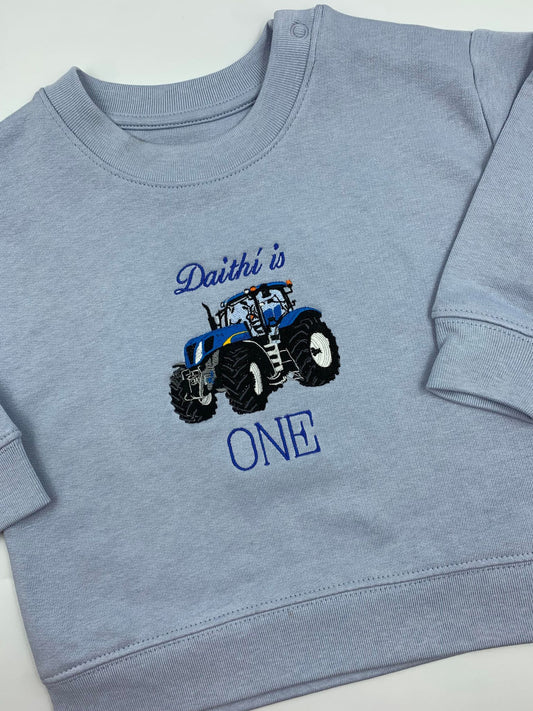 Sustainable Bespoke Baby Crew Neck Tractor Sweatshirt
