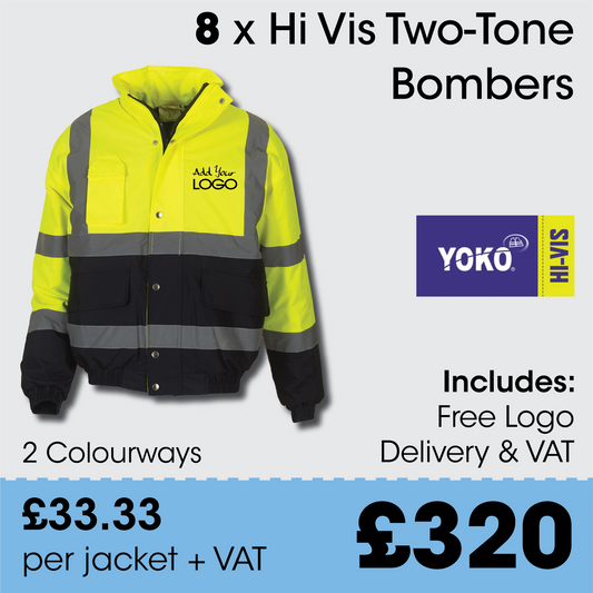 8 x YOKO Deluxe 2 Tone Bomber Jacket + FREE Print & Delivery