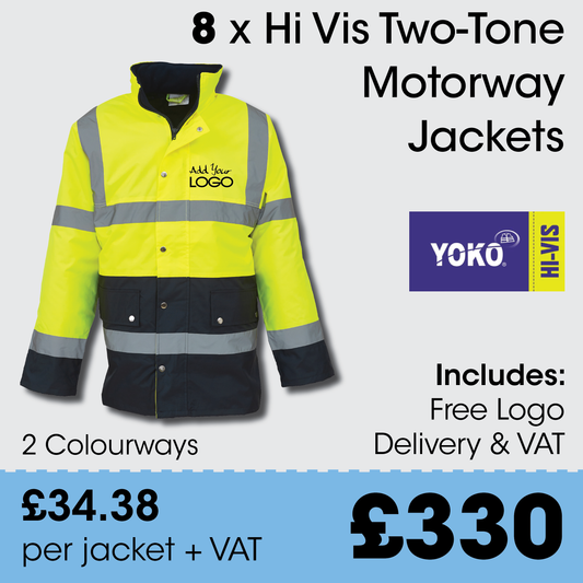 8 x YOKO 2 Tone Motorway Jacket + FREE Print & Delivery