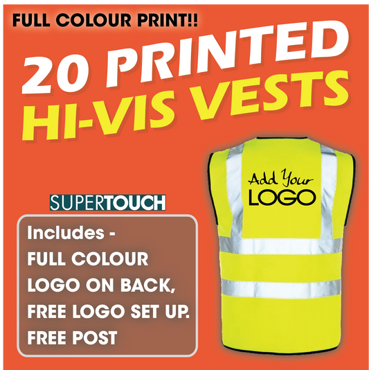 20 x Hi Vis Vest  - Incl. Full Colour Logo + FREE Delivery