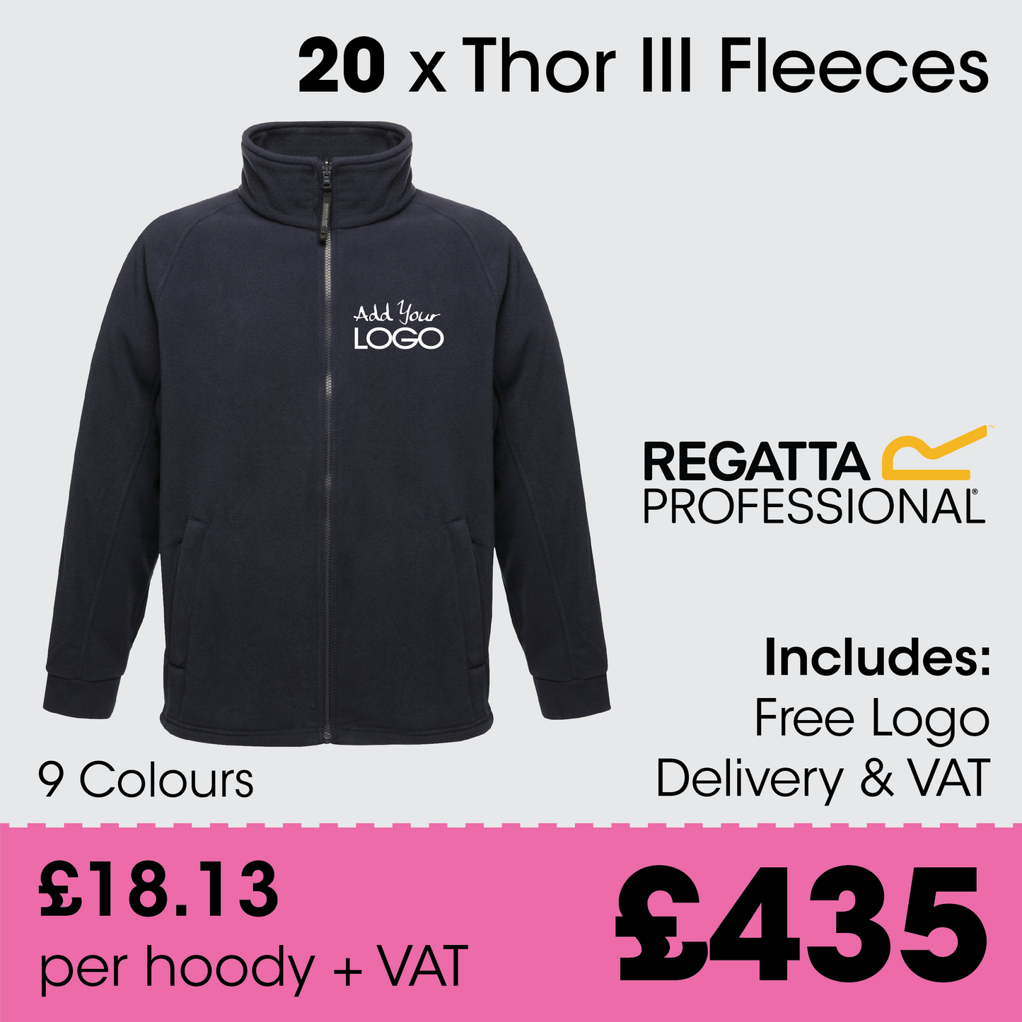 20 x Regatta Thor III Fleece  - Incl. Logo + FREE Delivery