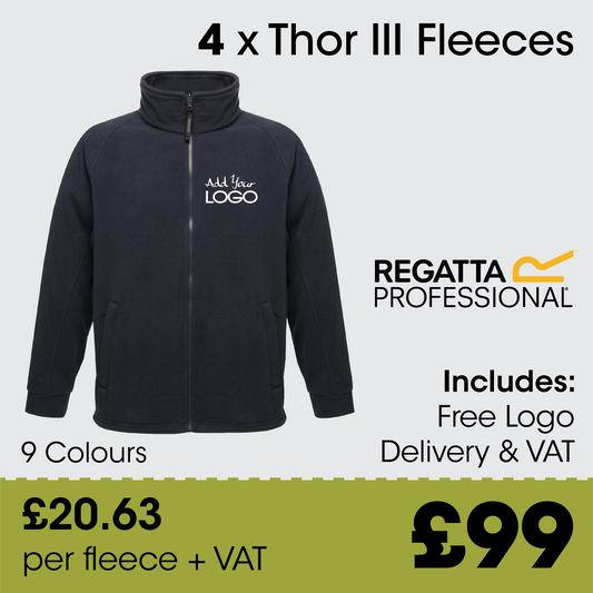 4 x Regatta Thor III Fleece  - Incl. Logo + FREE Delivery