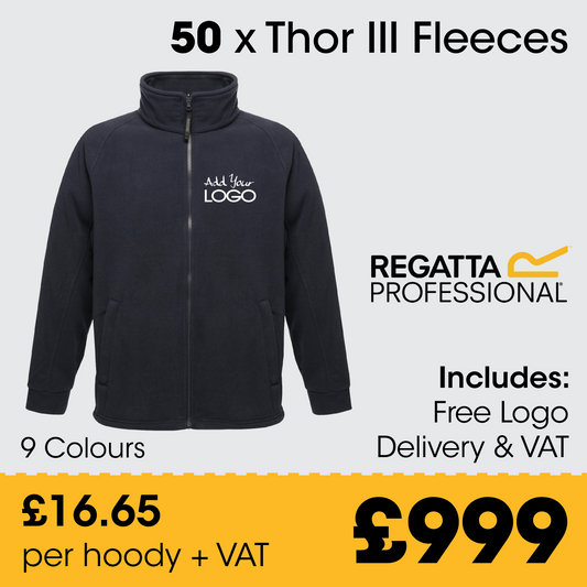 50 x Regatta Thor III Fleece  - Incl. Logo + FREE Delivery