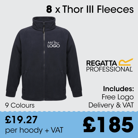 8 x Regatta Thor III Fleece  - Incl. Logo + FREE Delivery