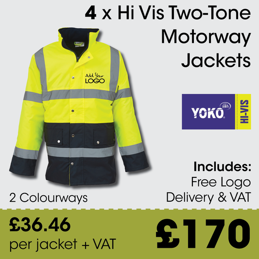 4 x YOKO 2 Tone Motorway Jacket + FREE Print & Delivery